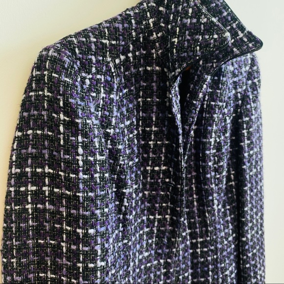 Purple Black & White Tweed Jacket By Platinum By Larry Levine Size 14 - Picture 3 of 8